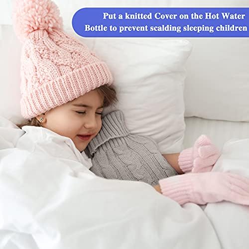 2 Pieces Hot Water Bottle Cover Soft Cover Only Knitted Hot Water Bottle Sweater for Winter Compress and Cold Therapy, Menstrual Cramps, Neck, Shoulder Pain Relief(RoyalBlue, Grey)
