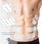 16 axion TENS Unit Electrode Pads Mix Set - 8 Square 2x2'' and 8 Rectangular 4x2'' Replacement Pads with 2mm Pin Connector Lead Wire for TENS Machines and Muscle Stimulators | Reusable Self-Adhesive