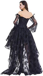 Kimring Women's Steampunk Victorian Off Shoulder Corset Top with High Low Skirt