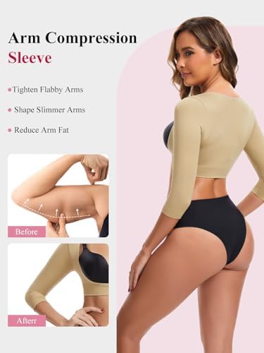 JOYSHAPER Upper Arm Shaper for Women Posture Corrector Tops Compression Sleeves Slimming Sleeves