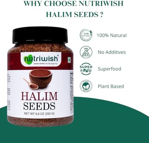 Nutriwish Halim Seeds (Aliv/Garden Cress Seeds), 250 g | Nutrient-Rich Superfood Seeds for Eating | Perfect for Salads, Soups, Smoothies, Baking, Protein Snacks & Everyday Wellness Nutrition