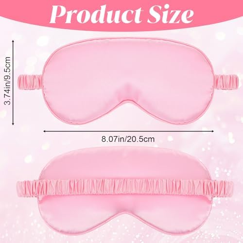 4 Pack Sleep Mask Silk Eye Mask Block Light Eye Sleep Shade Cover Blindfold Reduces Puffy Eyes Traveling Gifts for Night Sleeping Office Travel Party Games Suitable for Men Women (Pink)
