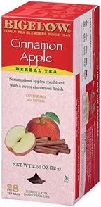 Bigelow Cinnamon Apple Herbal Tea Bags 28-Count Box (Pack of 1) Cinnamon Apple Hibiscus Flavored Herbal Tea Bags All Natural Non-GMO