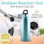 Vive Suction Cup Grabber Reacher 32" (2 Pack) - Elderly Grab It Reaching Pickup Tool Heavy Duty for Seniors - Trash, Sticks, Litter Picker Upper - Extra Long Reach Handle & Handy Extension Arm Claw