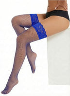 Avidlove Thigh Highs Stockings for Women Lace Top Fishnet Stocking Sheer Tights Sexy Exotic Hosiery with Antiskid Silicone