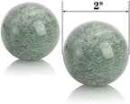 Lyellfe Set of 4 Marble Stone Baoding Balls, 2 Inch Meditation Balls with Box, Chinese Health Exercise Massage Ball for Hands, Stress Relief, Jade Green
