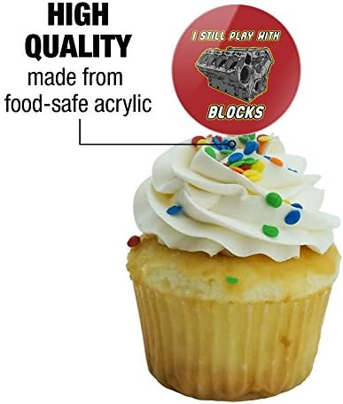 GRAPHICS & MORE I Still Play with Blocks Automotive Mechanic Car Engine Cupcake Picks Toppers Decoration Set of 6