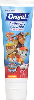 Orajel Toothpaste, Fruity Bubble Flavor, Fluoride | Kids | Paw Patrol | Anti-Cavity | 4.2oz Pack of 2
