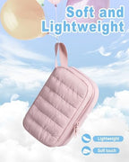 Puffy Diabetes Travel Case with 2 Ice Packs, Insulin Cooler Travel Case with Multiple Pockets, Pink