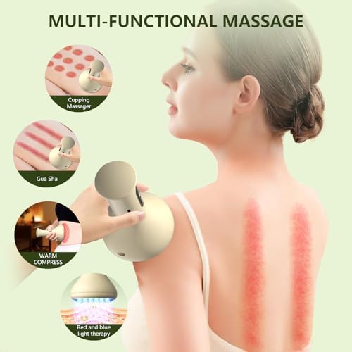 2 in 1 Handheld Gua Sha & Cupping Massager - 9 Modes Electric Vacuum Suction for Muscle Recovery, Body Sculpting Massage, Cordless Rechargeable for Back, Legs, Arms
