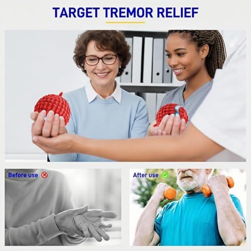 Vibrating Therapy Ball for Hand Tremors & Stress Relief – 4-Speed Rechargeable Massage Ball for Parkinson's, Arthritis, Senior Home/Travel Aid Gifts
