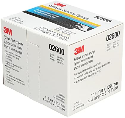 3M Softback Sanding Sponge 02600, 4 1/2 x 5 1/2 in, 20 Pack, Microfine Grit, Fast Cutting