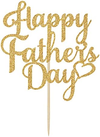 Happy Father's Day Cake Topper-Happy Birthday Dad-Best Dad Ever-Happy Father's Day Party Decorations Supplies Gold Glitter.