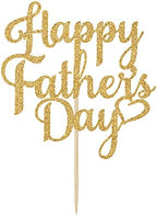 Happy Father's Day Cake Topper-Happy Birthday Dad-Best Dad Ever-Happy Father's Day Party Decorations Supplies Gold Glitter.