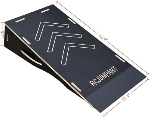 Skateboard & Bike Ramp, RC Car Ramp– Heavy-Duty BMX, Scooter Ramp with Iron Plate – 3 Sizes, Portable, Non-Slip, Tool-Free Assembly (Black, 42.9 "L x 23.3" W x 11.7 "H)