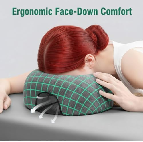 Face Down Pillow – Massage Headrest for Bed, BBL Pillow After Surgery Post Eye Surgery Recovery, Relieves Neck Pain, Comfortable Massage Headrest, Stomach Sleeping Pillow, Donut Pillow