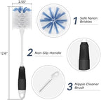 Amazer Bottle Brush Cleaner, Long Flexible Handle Bottle Brush Scrub for Water Bottles, Glasswares, Tumblers, Travel Coffee Mugs, 2 Pack