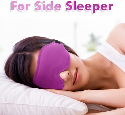 Sleep Eye Mask for Men Women, Lash Extensions 3D Sleeping Mask, Travel Blackout Night Blindfold Eye Shade Cover with Adjustable Strap (Purple-3D)