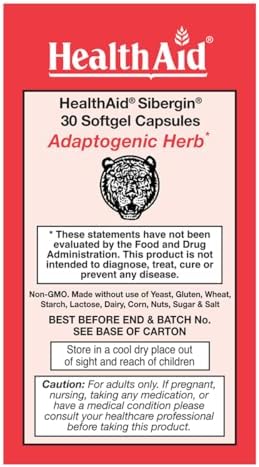 HealthAid Sibergin, Siberian Eleuthero, 30ct, Once Daily, Soft Gel Capsules Helps Combat Stress and Fatigue, Promotes Stamina and Endurance