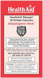 HealthAid Sibergin, Siberian Eleuthero, 30ct, Once Daily, Soft Gel Capsules Helps Combat Stress and Fatigue, Promotes Stamina and Endurance