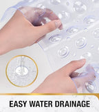 HITSLAM Shower Bathtub Mat Non Slip, 24"x 24" Bath Mat for Tub, Soft PVC Shower Mats for Inside Shower with Suction Cups and Center Drain Hole, Machine Washable Bathroom Floor Mat, Clear