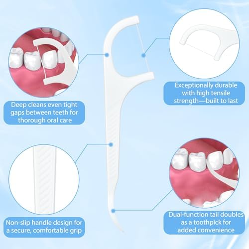 Portable Dental Floss Case, 2 Pcs Refillable Travel Floss Pick Dispenser Storage Organizer Box Storage 20 Pcs Teeth Cleaning Picks for Oral Care Teeth Cleaning Perfect Tool
