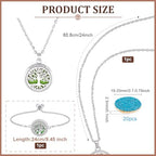 PH PandaHall 2pcs Essential Oil Diffuser Bracelet Necklace Set, Tree of Life Stainless Steel Pendants Charms Adjustable Aromatherapy Locket Jewelry with 20 Random Color Refill Pad for Women Mom Gift