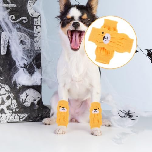 VICASKY Dog Sock Socks for Dogs Licking Tail Protector Knee Brace Leg 4Pcs Slip Leggings for Winter Durable Pet with Cartoon Comfortable Protection Indoor and Outdoor Use