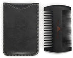 Black Wooden Beard Comb with Case for Men, Men's Wood Pocket Comb for Beards & Mustaches & Hair, Black Skull Design