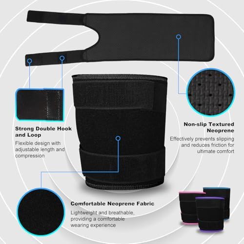 supregear Thigh Brace Support, Adjustable Hamstring Quad Wrap, Neoprene Thigh Compression Sleeve for Pulled Groin Muscle, Sprains, Quadricep, Tendinitis and Injury Strain Recovery, Women Men, Black