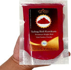Yogic Mantra Kumkum Powder (100g Resealable Pouch) Bright Red Color Suhag Roli Sindoor Ceremonial Mark Lal Sindur Laxmi Devi Hindu Pooja Bridal Tilak Suhag Tikka Indian Rakhi Puja Religious Ceremony