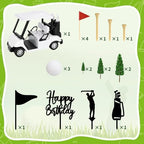 21 Pieces Golf Cake Decorations With Mini Cart, Ball, Green Tree, Clubs, Red Flag Cupcake Toppers for Sports Theme Birthday Party Decor Supplies