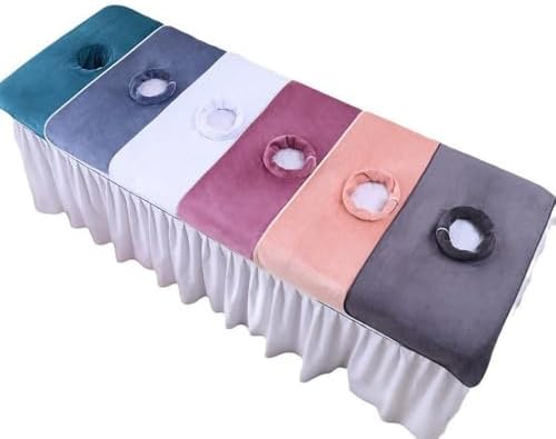 Massage Table Cover Towel with Face Cradle Hole, Premium Fitted Sheet with Locked Edges (Brown)