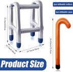 2 Pcs Inflatable Walker and Cane Costume Prop Set,Fake Cane Blow Up Toy,Funny Old Age Costume Accessories for Kids,Christmas,Halloween,Party Decor