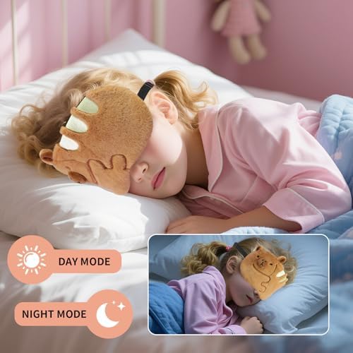 Cute Sleep Masks Cartoon Eye Mask Plush Sleeping Mask Kawaii Travel Blindfold - Funny Novelty Eye Shade for Kids, Girls & Adults, Brown Baguette