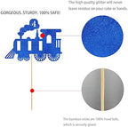 Blue Train 4th Birthday Cake Topper, Blue Glitter Boy Girl 4 Years Birthday Party Decoration