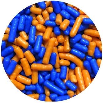 Orange and Blue Cake Pop Cookie Cupcake Cakes Semi-Sweet Edible Confetti Decorations Sprinkles Desert Jimmies Toppers 6oz Bag