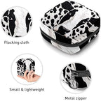 Sanitary Napkin Storage Bag,Period Bag,Pad Bag,Cow Print White Black,Period Pouch
