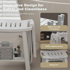 Shower Chair for Inside Shower, 400 lbs Shower Stool with Anti-Slip Foot Covers, HDPE Shower Seat for Bathroom, Bench Bath Chair for Adults, Elderly and Disabled, Light Gray