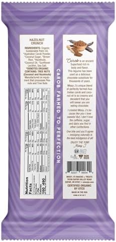 Missy J's Organic Carob Bars Hazelnut 2 Pack | Carob Made w/Coconut Sugar, Vegan and Gluten-Free | Healthy Caffeine Free Substitute for Chocolate, Perfect for Snacks and Treats