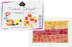 Cerez Pazari Turkish Delight with Rose, Orange and Lemon Mix Flavours 8.1 Oz Gourmet Small Size Snacks Gift Box, No Nuts Sweet Traditional Confectionery Vegan Candy Dessert Lokum Loukoumi Approx.32Pcs