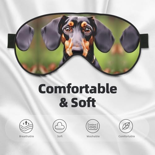 Dachshund Weiner Pet Dogs Print Block Out Light Sleeping Eye Mask,Night Blindfold, Breathable Soft Eye Shade Cover Gifts