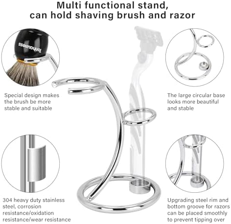Shaving Brushes Kit For Men, 4 In 1 Shaving Brush Set Includes Nylon Bristle Shaving Brush, Sandalwood Shaving Cream, Stainless Steel Shaving Bowl and Stand (Badger Hair with Soap)