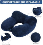Sintuff 2 Pack Inflatable Travel Pillow for Airplanes Inflatable Neck Flight Pillows with Compact Bag and Blindfold for Traveling, Airplane, Train, Car, Office(Peacock Green and Blue)