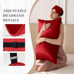 THXSILK Sleep Mask 100% 19 Momme Pure Mulberry Silk Super Smooth Cooling Sleep Eye Mask Blackout for Women/Man/Kids Eye Cover with Wide Head Strap Good Night Sleep Comfortable Travel and Nap, Red