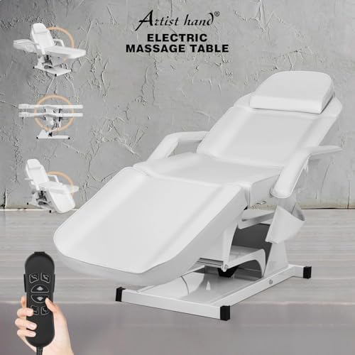Artist hand Facial Bed for Esthetician Massage Table Beauty Bed Medical Aesthetic Tattoo Chair with 3 Motor Electrical Adjustments (White)