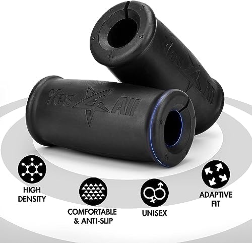 Yes4All Thick Dumbbell Handles Grips, Firm Rubber Barbell Grips, Great for Increasing Forearm Strength, Weightlifting, Muscle Building, Cable Attachments