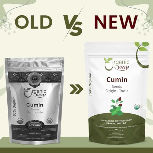 Organic Way Premium Cumin/Jeera Seeds Whole (Cuminum cyminum) - Adds Flavour & Aroma | Organic & Kosher Certified | Raw, Vegan, Non GMO & Gluten Free | USDA Certified | Origin - India (1/2 LBS)