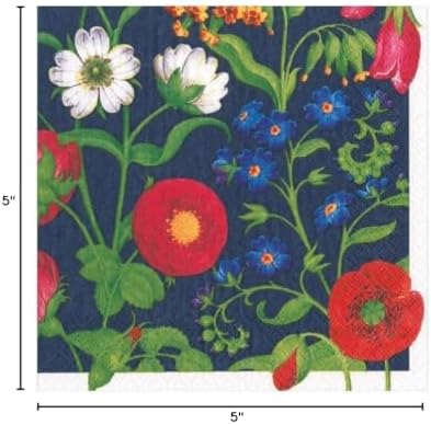 Caspari Cloisters Garden Paper Cocktail Napkins in Navy - 20 Per Package - 2 Packages