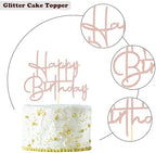 Sumerk 1 PC Happy Birthday Cake Toppers - Rose Gold Decorations for Women, Men & Birthday Parties